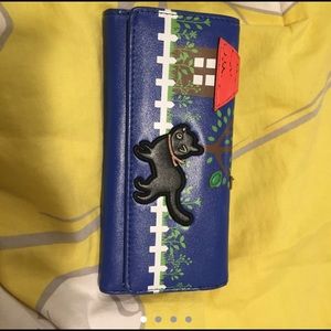 Blue Pleather Cat Wallet